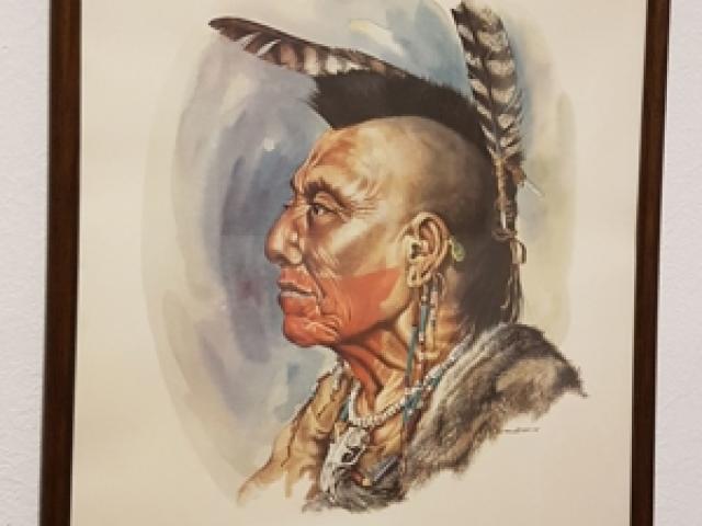 Indianer Edel Grafik Amerika Mohikaner Zeichnung Aquarell Ethno 2 Gemälde - 1